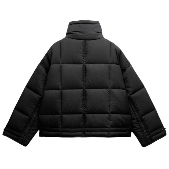 ZARA • Black Puffer Water Repellent Anorak ZW Collection Jacket Coat - Picture 2 of 12